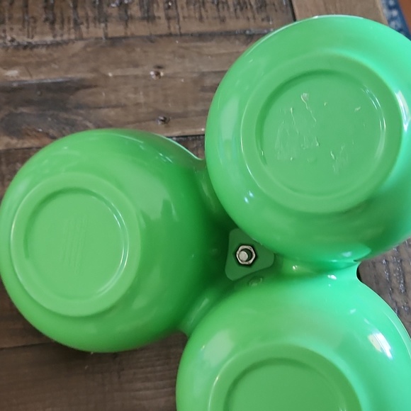 Vintage 3 Section Green Rooster Condiment Melamine Serving Bowl - Picture 4 of 7